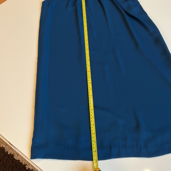 Chiffon Dress with pleats around neck, key hole button at back, Ocean blue/teal - Picture 5 of 8